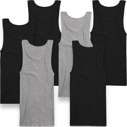 ToBeInStyle Men's Value Pack of Form Fitting Scoop Neck Sleeveless White A-Shirts in Saudi Arabia