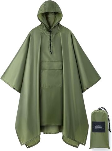salamra Hooded Rain Poncho Waterproof Raincoat Jacket for Men/Women/Adults with Pocket in Kuwait