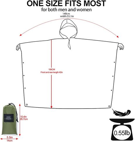 salamra Hooded Rain Poncho Waterproof Raincoat Jacket for Men/Women/Adults with Pocket in Kuwait
