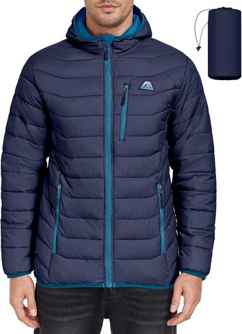 Mapamyumco Men's Packable Lightweight Puffer Jacket Hooded Windproof Winter Coat with Recycled Insulation in Kuwait