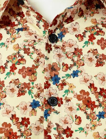 JOGAL Mens Floral Dress Shirt Long Sleeve Printed Casual Button Down Shirts in Kuwait