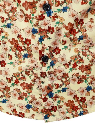 JOGAL Mens Floral Dress Shirt Long Sleeve Printed Casual Button Down Shirts in Kuwait