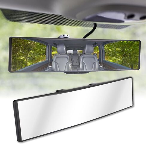 Rear View Mirror, Universal 11.4 Inch Interior Clip On Panoramic Convex Mirrors, HD Anti Glare Wide Angle and Reduce Blind Spot, Extended Rear View Mirror for Cars, SUVs, Trucks, Vehicles in Saudi Arabia