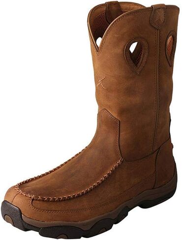 Twisted X Men’s 11" Comp Toe Boot - Pull-On Cowboy Boots Made with Composite Safety Toe, Full-Grain Leather Vamp and Shaft, Toe Cap and Heel Kick, and Reinforced Pull Holes, Distressed Saddle/Saddle, 13(W) in Saudi Arabia