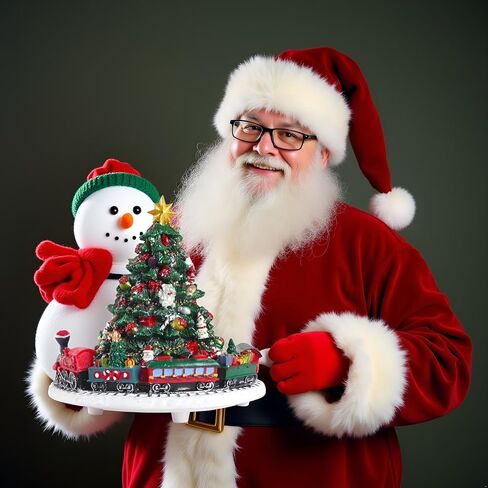 شجرة عيد الميلاد الموسيقية Lighthead مع Santa Santa Sleigh & Reindeer - تلعب ألحان العطلات الكلاسيكية - زخرفة مربع موسيقى polyresin in Saudi Arabia