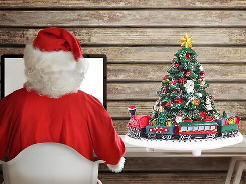 شجرة عيد الميلاد الموسيقية Lighthead مع Santa Santa Sleigh & Reindeer - تلعب ألحان العطلات الكلاسيكية - زخرفة مربع موسيقى polyresin in Saudi Arabia