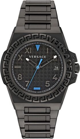 Versace Greca Reaction Collection Luxury Mens Watch Timepieces with a Gold Bracelet and Case Featuring a Black Dial in Saudi Arabia