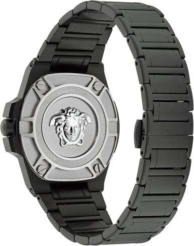 Versace Greca Reaction Collection Luxury Mens Watch Timepieces with a Gold Bracelet and Case Featuring a Black Dial in Saudi Arabia