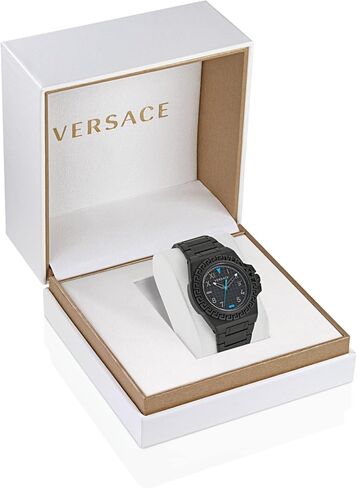 Versace Greca Reaction Collection Luxury Mens Watch Timepieces with a Gold Bracelet and Case Featuring a Black Dial in Saudi Arabia