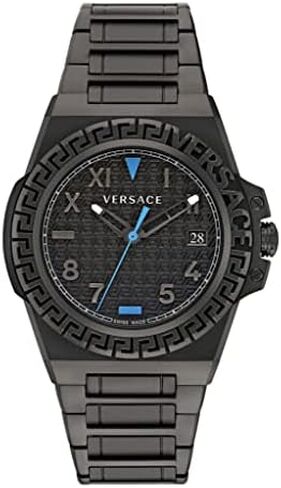 Versace Greca Reaction Collection Luxury Mens Watch Timepieces with a Gold Bracelet and Case Featuring a Black Dial in Saudi Arabia