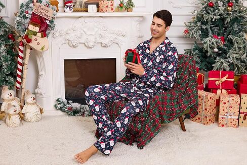 Marvmys Mens Pajama Set Soft Button Down Pajamas Long Sleeve Pjs Sleepwear Loungwear Comfy Sleep Sets with Pockets S-3XL in Saudi Arabia