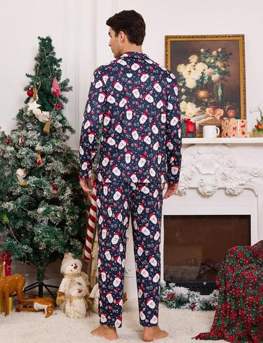 Marvmys Mens Pajama Set Soft Button Down Pajamas Long Sleeve Pjs Sleepwear Loungwear Comfy Sleep Sets with Pockets S-3XL in Saudi Arabia