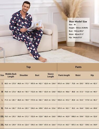 Marvmys Mens Pajama Set Soft Button Down Pajamas Long Sleeve Pjs Sleepwear Loungwear Comfy Sleep Sets with Pockets S-3XL in Saudi Arabia