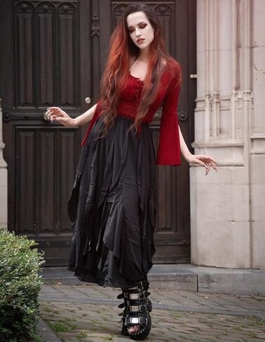 Scarlet Darkness Women's Renaissance Skirt High Waist Ruffle Flowy Fairy Maxi Skirts in Saudi Arabia