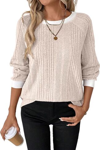 Long Sleeve Shirts for Women Crewneck Tunic Tops Business Casual Pullover Sweaters Trendy Fall Fashion Clothes 2025 in Saudi Arabia