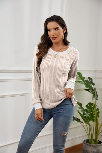 Long Sleeve Shirts for Women Crewneck Tunic Tops Business Casual Pullover Sweaters Trendy Fall Fashion Clothes 2025 in Saudi Arabia