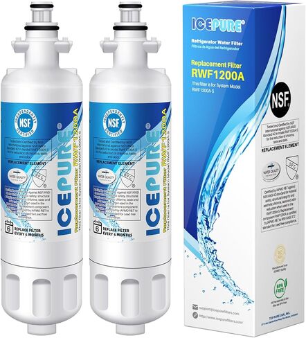 ICEPURE PRO 46-9690 NSF53 بديل معتمد لـ LG LT700P ADQ36006101، Kenmore Elite 9690 ADQ36006102، LFX28979ST، RWF1200A، LFX25978ST، LFXS30766S، LFXC24726S فلتر مياه الثلاجة، عبوتان in Kuwait