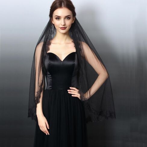Bridal Veil Lace Edge 1 Tier Fingertip Length Wedding Veil with Comb for Brides in Saudi Arabia