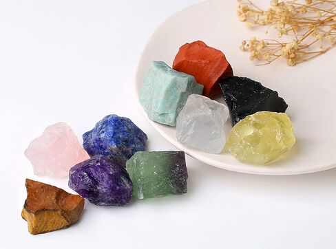 Maibaota 17 PCS Crystals and Healing Stones 14 pcs ream leghals and chakra Stones stones stups Amethyst Rose Quartz Selenite Necklace for Undity Guide for Beginers (مع صندوق الهدايا) in Saudi Arabia