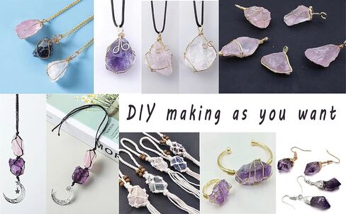 Maibaota 17 PCS Crystals and Healing Stones 14 pcs ream leghals and chakra Stones stones stups Amethyst Rose Quartz Selenite Necklace for Undity Guide for Beginers (مع صندوق الهدايا) in Saudi Arabia