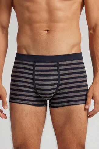 Man's Blue Grey Stripe Print Superior Cotton Boxers in Saudi Arabia