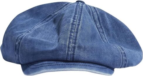 Women's Washed Denim Newsboy Cap Fashion Vintage 8 Panels Visor Beret Girls Octagonal Cap Painter Hat in Saudi Arabia