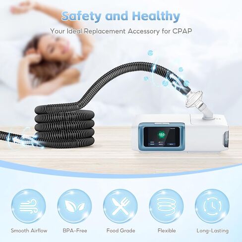 خرطوم CPAP 2 عبوة ، أنابيب CPAP الشاملة - 6 أقدام (72 ") قياسية 22 مم ، متوافق مع معظم آلات CPAP ، BIPAP ، و bilevel ، دائمة ، مرنة ، خالية من التسرب ، رمادي in Kuwait