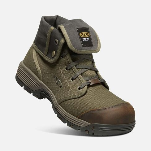 KEEN Utility Men's Roswell Mid Height Composite Toe Canvas Work Boots, Military Olive/Black Olive, 7 in Saudi Arabia