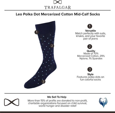 Trafalgar Men's Leo Polka Dot Mercerized Cotton Mid-Calf Socks in Saudi Arabia