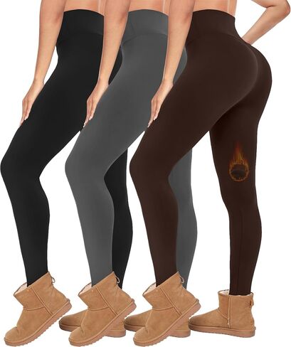 Diu Life 3 Pack Fleece مبطنة طماق للنساء التحكم في البطن الحراري عالية الخصر الجوار الجوارض الشتوية تجريب السراويل اليوغا in Kuwait