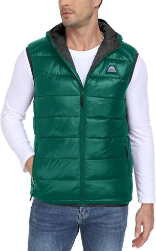 Mapamyumco Men’s Lightweight Puffer Vest with Hood, Water-Resistant Sleeveless Jacket for Hiking Ski in Kuwait