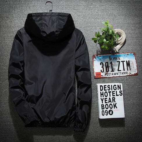 Ymosrh Mens Bomber Jackets Men's Casual Color Plus Size Hoodie Reflective Zipper Outdoor Sport Coat in Saudi Arabia