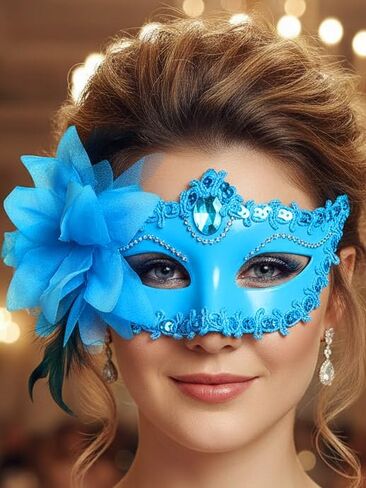 قناع Yokawe Black Masquerade للنساء زهرة في البند in Saudi Arabia