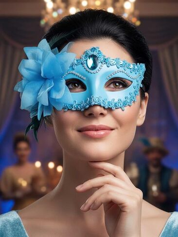 قناع Yokawe Black Masquerade للنساء زهرة في البند in Saudi Arabia