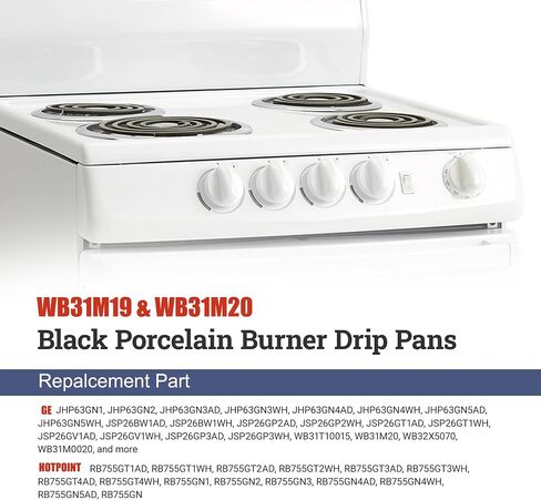Electric Stove Drip Pans 1 Large 8'' WB32X10013 & 3 Small 6'' WB32X10012 Gas Stove Burner Drip Pans and Rings for ge Electric Stove Burner Drip Pans by Fetechmate in Saudi Arabia