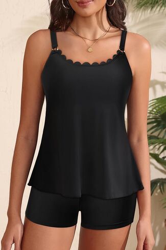 Aqua Eve Women Tankini مع شورتات - قطعتين من ملابس السباحة البطن بدلة السباحة التدفق 2025 in Kuwait