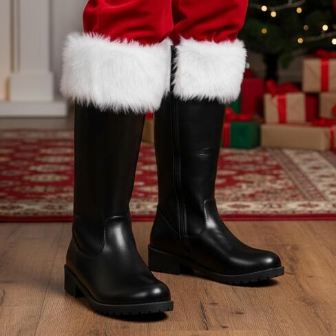 Christmas Santa Claus Boots for Men Wide Cuffs Santa Combat Boots Xmas Costume Accessory in Saudi Arabia
