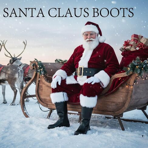 Christmas Santa Claus Boots for Men Wide Cuffs Santa Combat Boots Xmas Costume Accessory in Saudi Arabia
