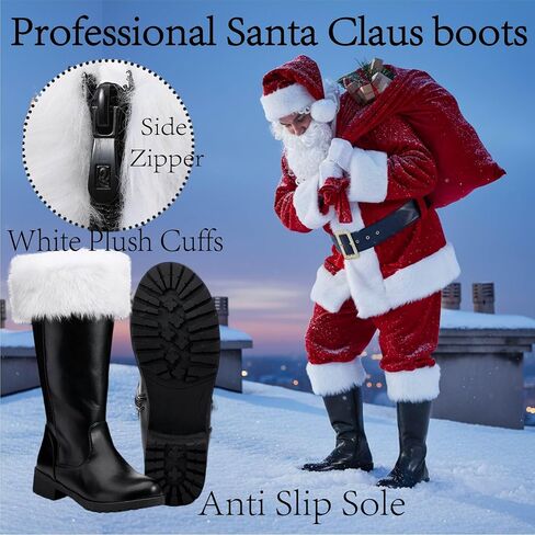 Christmas Santa Claus Boots for Men Wide Cuffs Santa Combat Boots Xmas Costume Accessory in Saudi Arabia