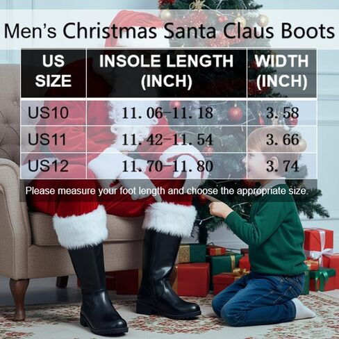 Christmas Santa Claus Boots for Men Wide Cuffs Santa Combat Boots Xmas Costume Accessory in Saudi Arabia