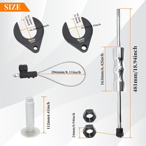 Inner CV Axle Puller Removal Tool with Heavy Duty Slide Hammer, 63mm 48mm CV Joint Fork, Outer CV Joint Adapter and Steel Cable Adapter, Front Wheel Drive Axle Half Shaft Removal Tool Kit in Saudi Arabia