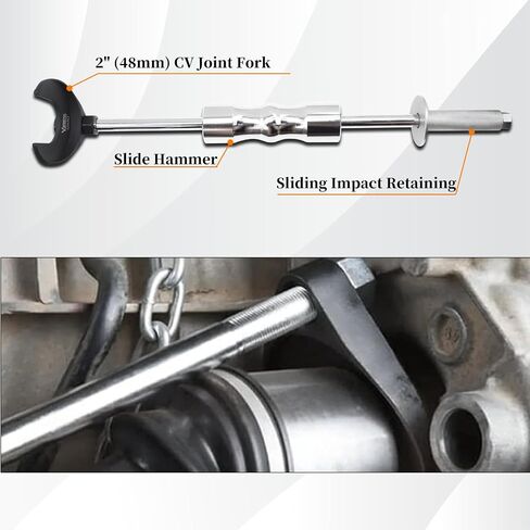 Inner CV Axle Puller Removal Tool with Heavy Duty Slide Hammer, 63mm 48mm CV Joint Fork, Outer CV Joint Adapter and Steel Cable Adapter, Front Wheel Drive Axle Half Shaft Removal Tool Kit in Saudi Arabia