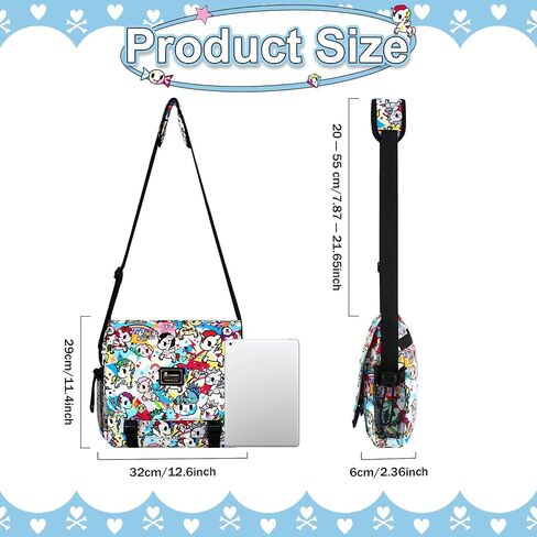 حقيبة Tokidoki Crossbody مع حزام قابل للتعديل حقيبة رسول لطيف حقيبة كتف عادية حقيبة مكتب الكلية in Saudi Arabia