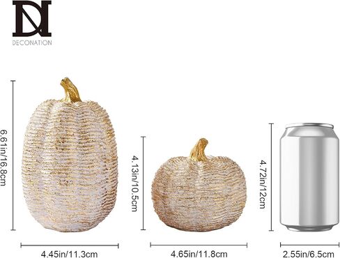 DN DECONATION 2-Pack Fall Pumpkin Decorations for Home, Faux Pumpkins for Decorating, Rustic Brown Resin Pumpkins Decor with Carved Leaves – Thanksgiving Table Centerpiece, Modern Farmhouse Fall Decor in Saudi Arabia