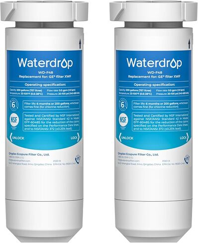 Waterdrop XWF NSF Certified Replacement for GE® XWF Refrigerator Water Filter, 2 Filters (Package may vary) in Kuwait