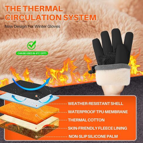 Winter Gloves Warm for Men & Women - Waterproof Touchscreen Outdoor Thermal Gloves with Plush Lining/Adjustable Wrist,Snow Shoveling Commuting Skiing in Saudi Arabia