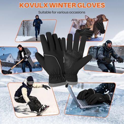 Winter Gloves Warm for Men & Women - Waterproof Touchscreen Outdoor Thermal Gloves with Plush Lining/Adjustable Wrist,Snow Shoveling Commuting Skiing in Saudi Arabia