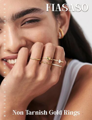 FIASASO 5Pcs Stackable Rings for Women 14K Gold Plated Non Tarnish Dainty Cubic Zirconia Waterproof Stacking Rings Silver Minimalist Band Ring Stacks for Women Trendy No Tarnish Thin Fashion Thumb Ring Size 5 6 7 8 9 10 in Saudi Arabia