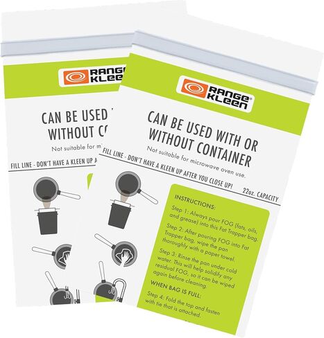 وعاء شحم للمطبخ من Range Kleen – "600-02 Trap the Grease"، نظام تخزين الشحم مع 2 من أكياس إعادة تعبئة مصيدة الدهون + وعاء شحم المطبخ in Kuwait