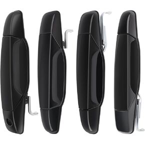 Exterior Black Door Handle - Compatible with 2007-2013 Chevy Silverado, Suburban, Tahoe, Avalanche, GMC Sierra, Yukon, Cadillac Escalade Pickup Truck SUV - 4 PCS Front Rear Driver & Passenger Side